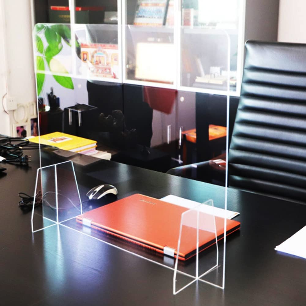 Tablero de partición de Oficina, Protector de estornudos, Ventana de Paso incluida, Protector de estornudo de plexiglás de acrílico Transparente, mostrador de Caja de Caja de recepción。