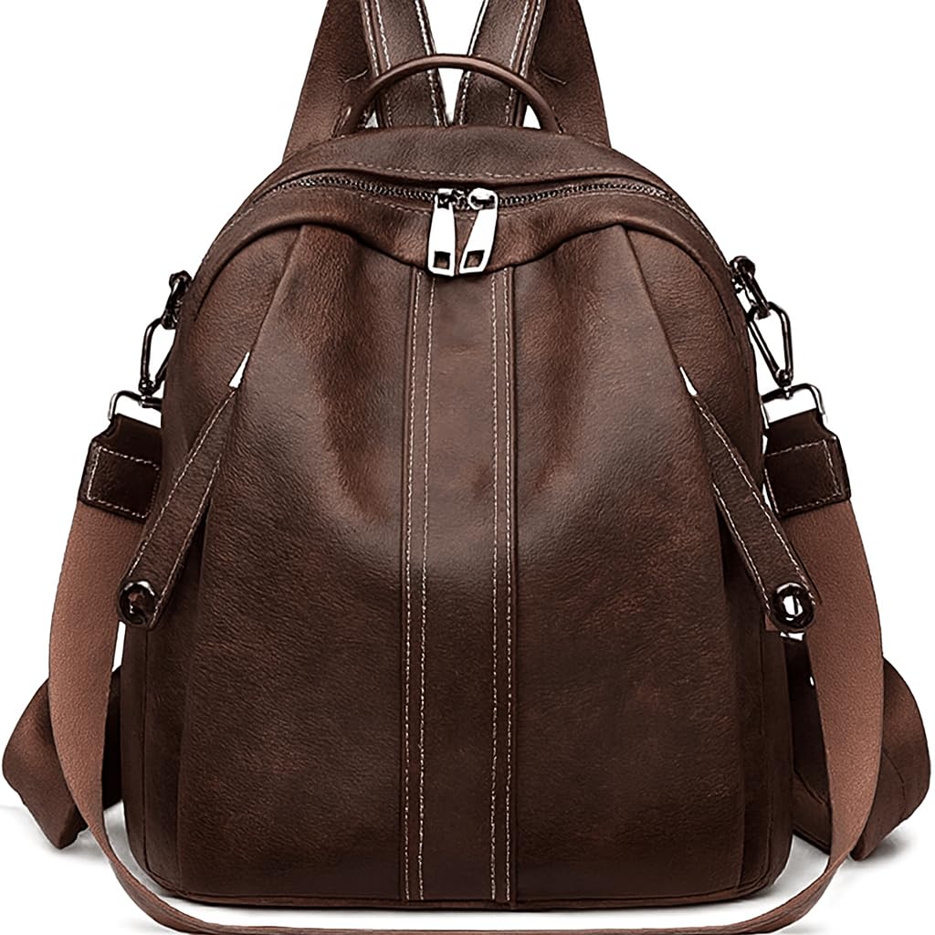Leather Double Ilet Backpack & Purse for Women Shoulder Bag for Women and Girls |Bottle Organiser Anti-Theft Pocket Multipurpose Travel Bag | Dual Use | PU Leather-image-4