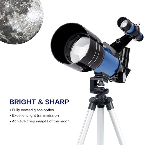 Miniatura 6 de Telescopio para niños y adultos, telescopios portátiles para principiantes de 2.756 in con 3 oculares, trípode de altura ajustable y adaptador de