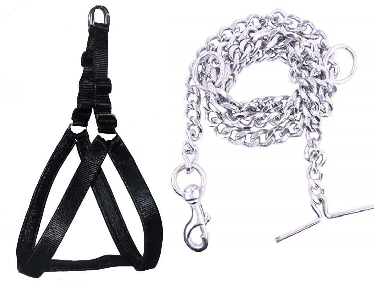 Dog Trust Combo Adjustable Padded Chest Belt Harness & Dog Chain for Small & Medium Dogs (3/4, Black) (B09WHPNX2T) Amazon Price History, Amazon Price Tracker