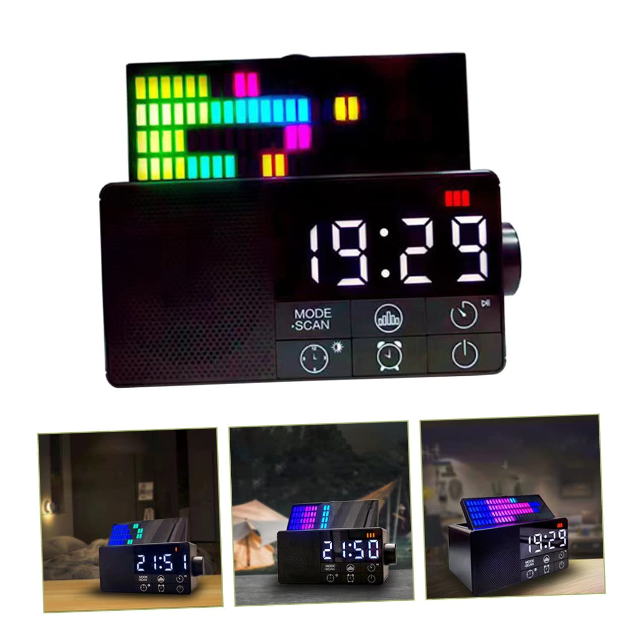VILLCASE Reloj Despertador Digital Inalámbrico con Altavoz y Función de Radio FM Diseño Retro Temporizador y Modo de Repetición para Mesitas de Noche