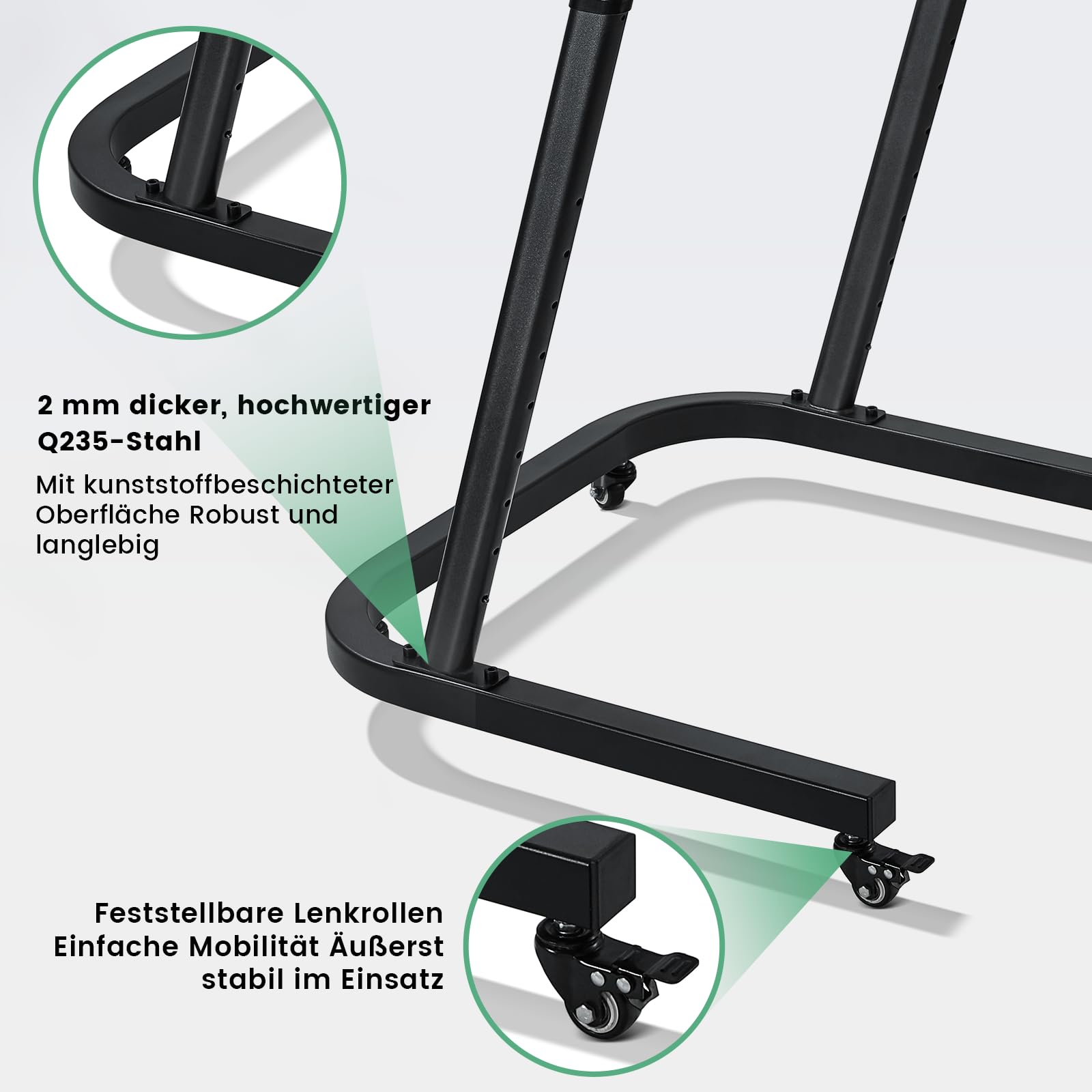 RideNow Rollentrainer Tisch, Verstellbarer Fahrradtisch mit Rollen | Laufbandtisch, Rutschfester Holz-Arbeitsfläche mit Steckdosen, Steckplatz für Tablet oder Telefon, Getränkehalter