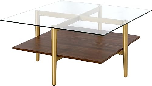 Miniatura 72 de Otto - Mesa de centro redonda de 36 pulgadas de ancho con estante MDF en latón/laca blanca Latón/blanco.,Oro/Nog,Bronce ennegrecido/mármol
