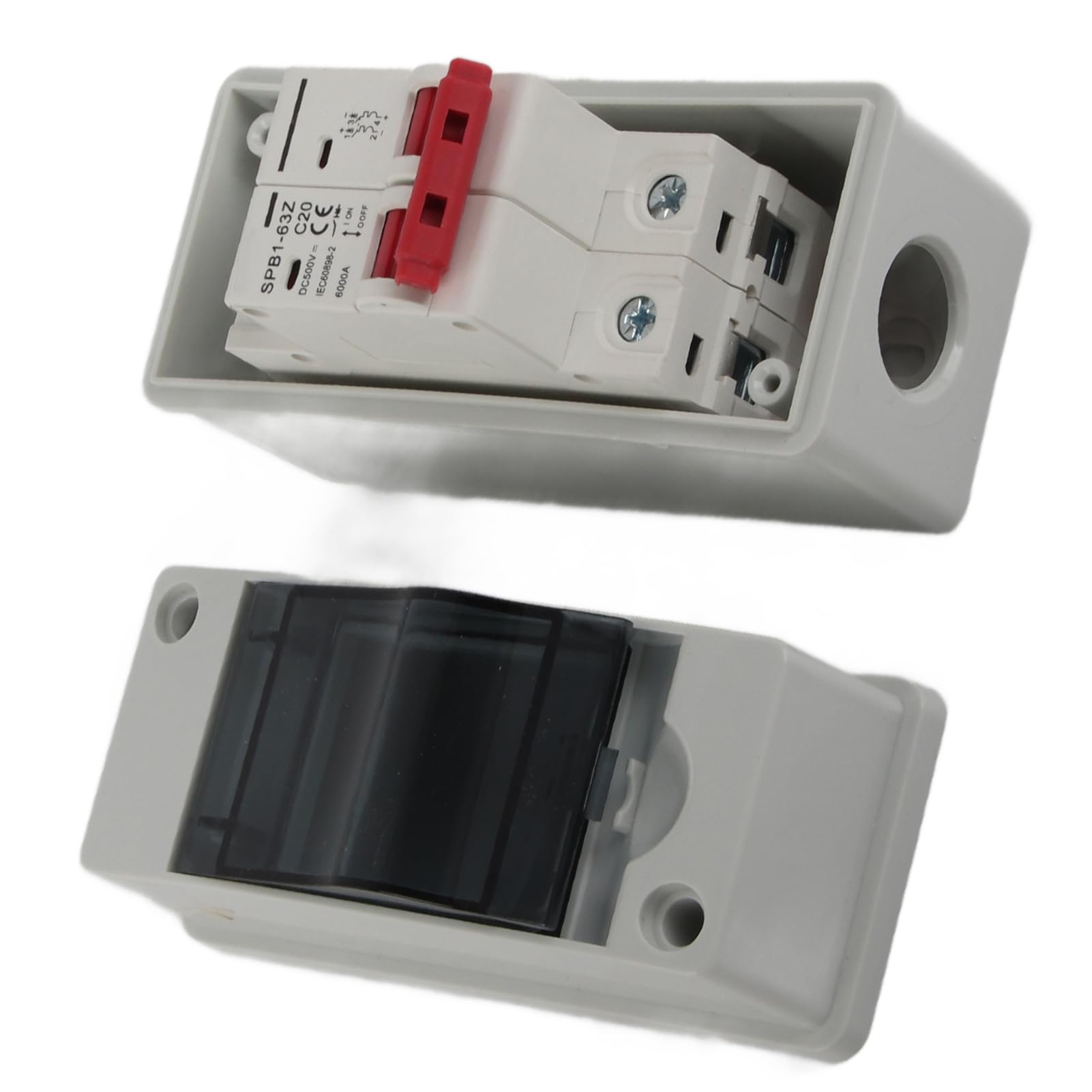 Solar Disconnect Switch, Outdoor Small Breaker Box, RV Breaker Box DC500V IP65 Waterproofing for Solar PV Homes (20A)