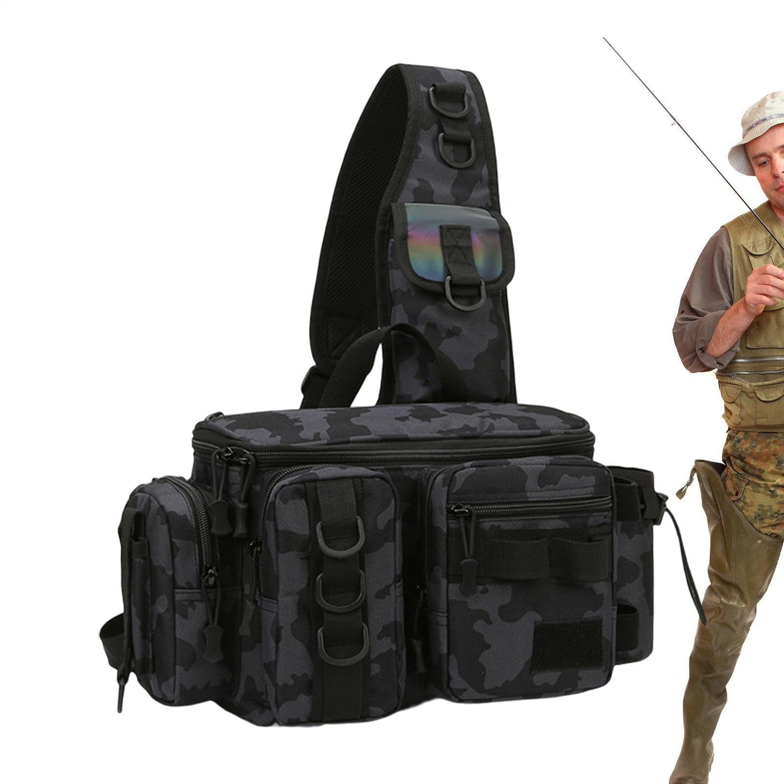 Générique Torba na wędkowanie muchowe - Przynęty Gear Tackle Storage Rod Holder Gear Holder | Wodoodporna lekka torba na ramię, torba wędkarska muchowego, torba na ramię, torba na ramię, turystyka