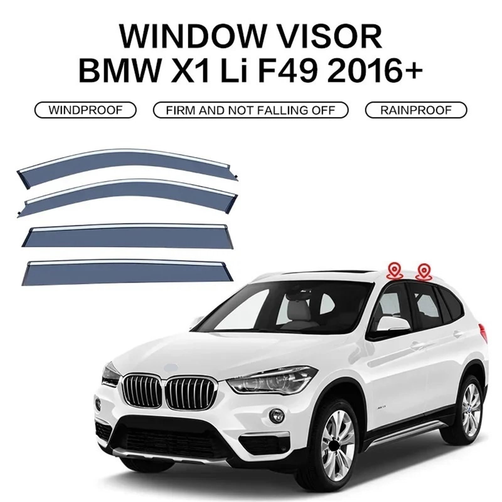 Car Wind Deflector Pasuje do BMW X1 E84 F48 F49 U11 U12 Osłony przeciwwietrzne Osłona przeciwdeszczowa Osłona wentylacyjna Osłony przeciwdeszczowe Markizy(F49)