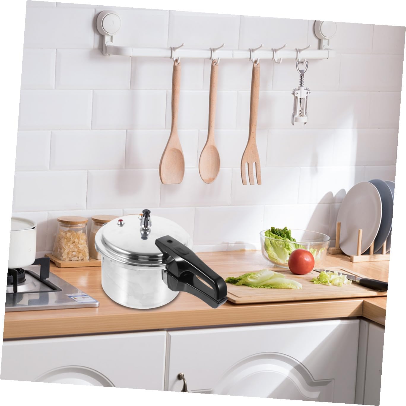Aluminum Pressure Cooker High Pressure Pot with Polished Composite Bottom for Gas Stove and Induction Cooker Thickened Body for Fast Even Heating and Multi Function Cooking