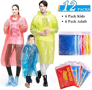 GINMIC Ponchos Family Pack - 12 Pack Rain Ponchos for Kids and Adults