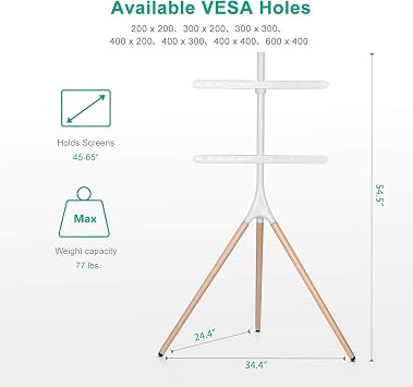 EleTab Artistic Easel 45 to 65 inches LED LCD Screen Tripod TV Display Stand | Adjustable TV Mount with Swivel and Tripod Base