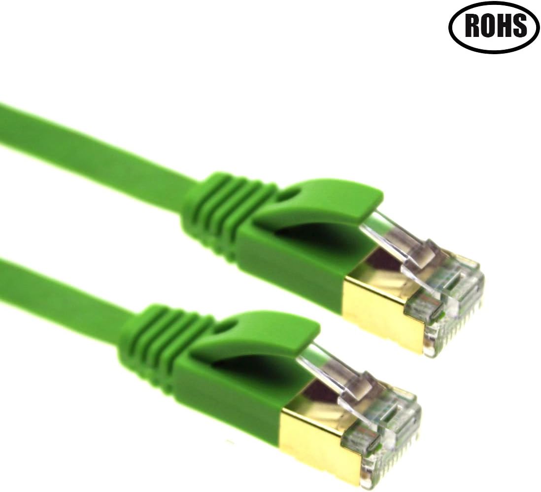 7.5m Ethernet Cable Cat6 Flat,Network wire Cat .6a / 5e / 5 Ethernet Patch cord,Internet Cable with Rj45 Snagless Connectors （Green)