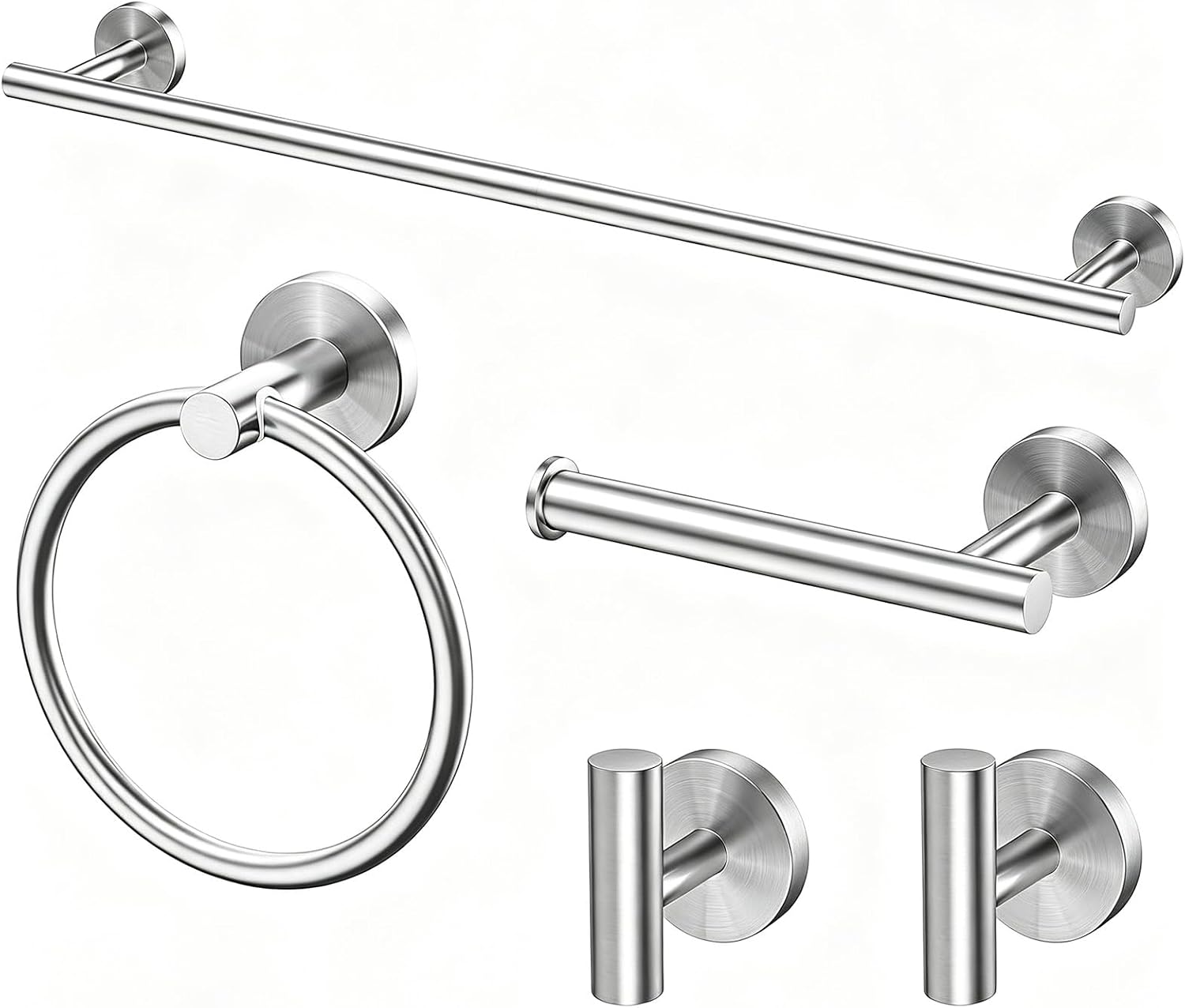 5Pcs Brushed Nickel Bathroom Hardware Set, 24in Towel Bar Holder Kit