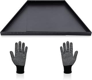 Adjustable Fireplace Tray with Grilling Gloves Expandable Ash Pan for Ash Collection Black Fireplace Ash Tray Pan with Powder Coating for Fire Place Grate, Nuts and Bolts Included