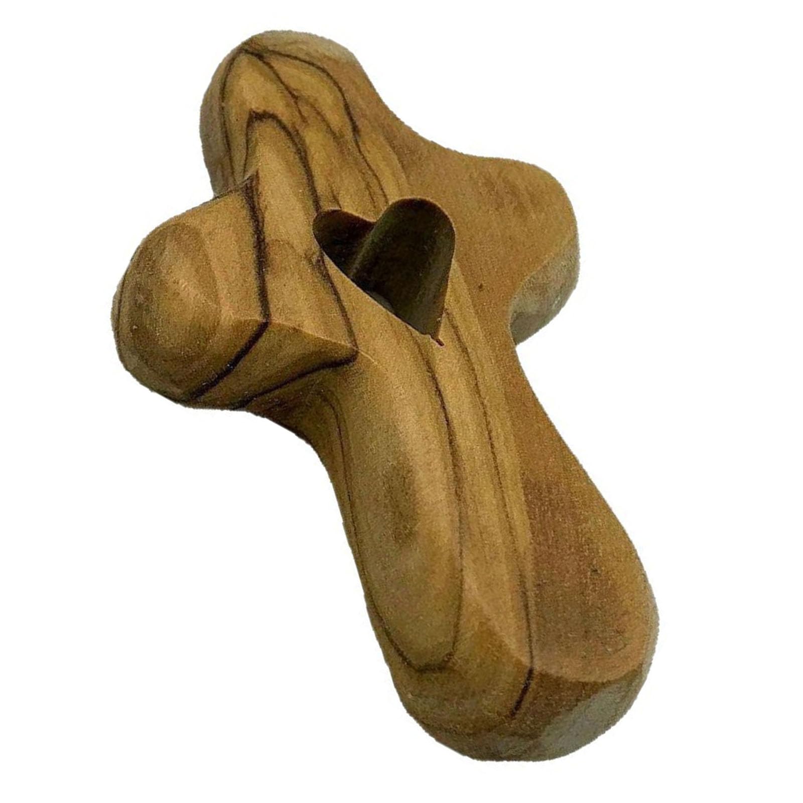 PENCHEAK Hand Held Olived Wooden Crosses Portable Holding Wood Pocket Clinging Crucifix Palms Size Crosses Gift Prayer