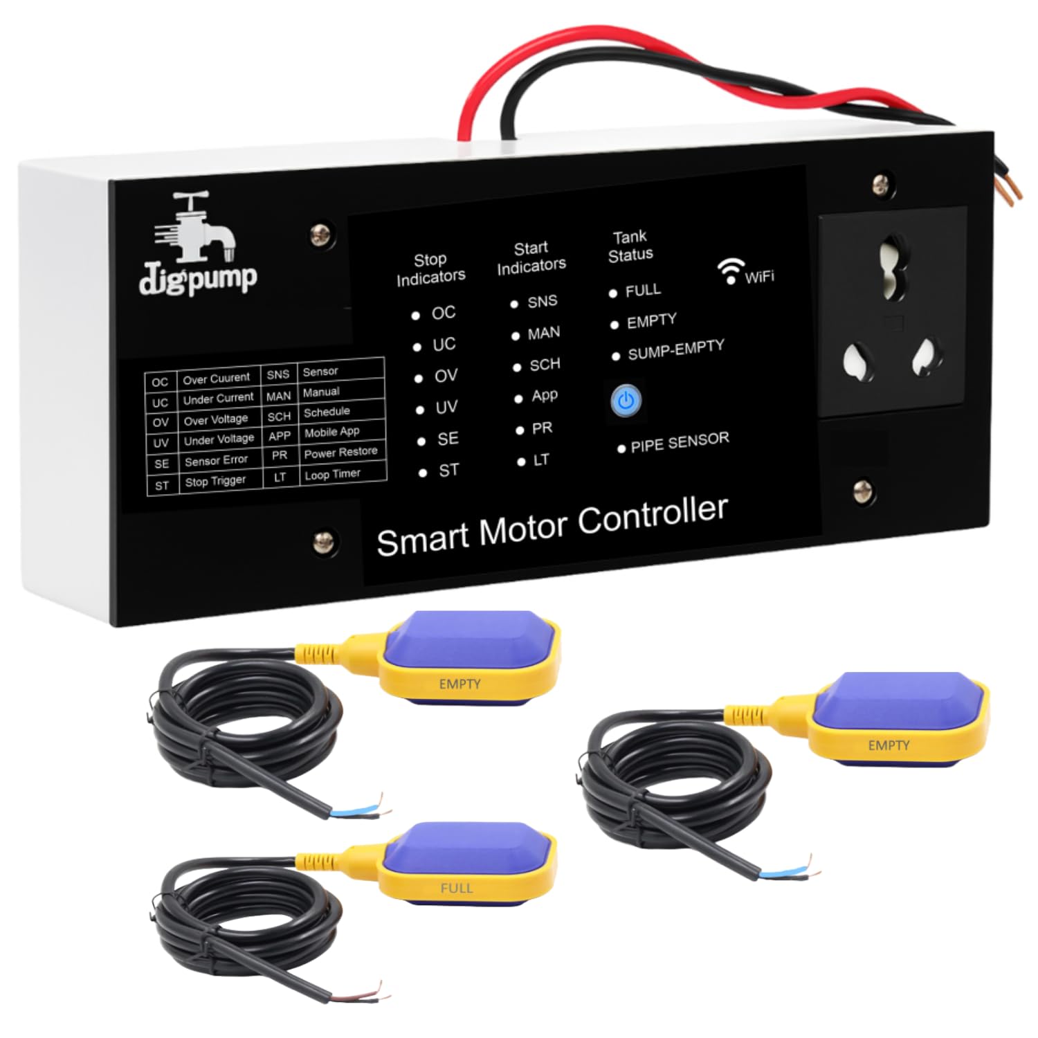 Fully Automated WiFi Motor control Smart Switch for Water Pump + 3 Wired Tank Sensors, Guaranteed Schedules, Energy Monitoring, App Notifications, Single Phase 2HP Panel (Wired-Monoblock-3S)-image-18
