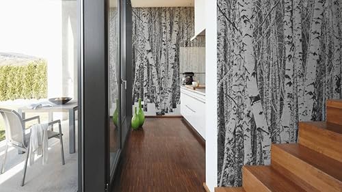 Miniatura 7 de CONCORD WALLCOVERINGS  Papel tapiz de pared Nature para dormitorio, árboles y bosques, blanco y negro, 146 pulgadas de ancho x 110 pulgadas de alto,
