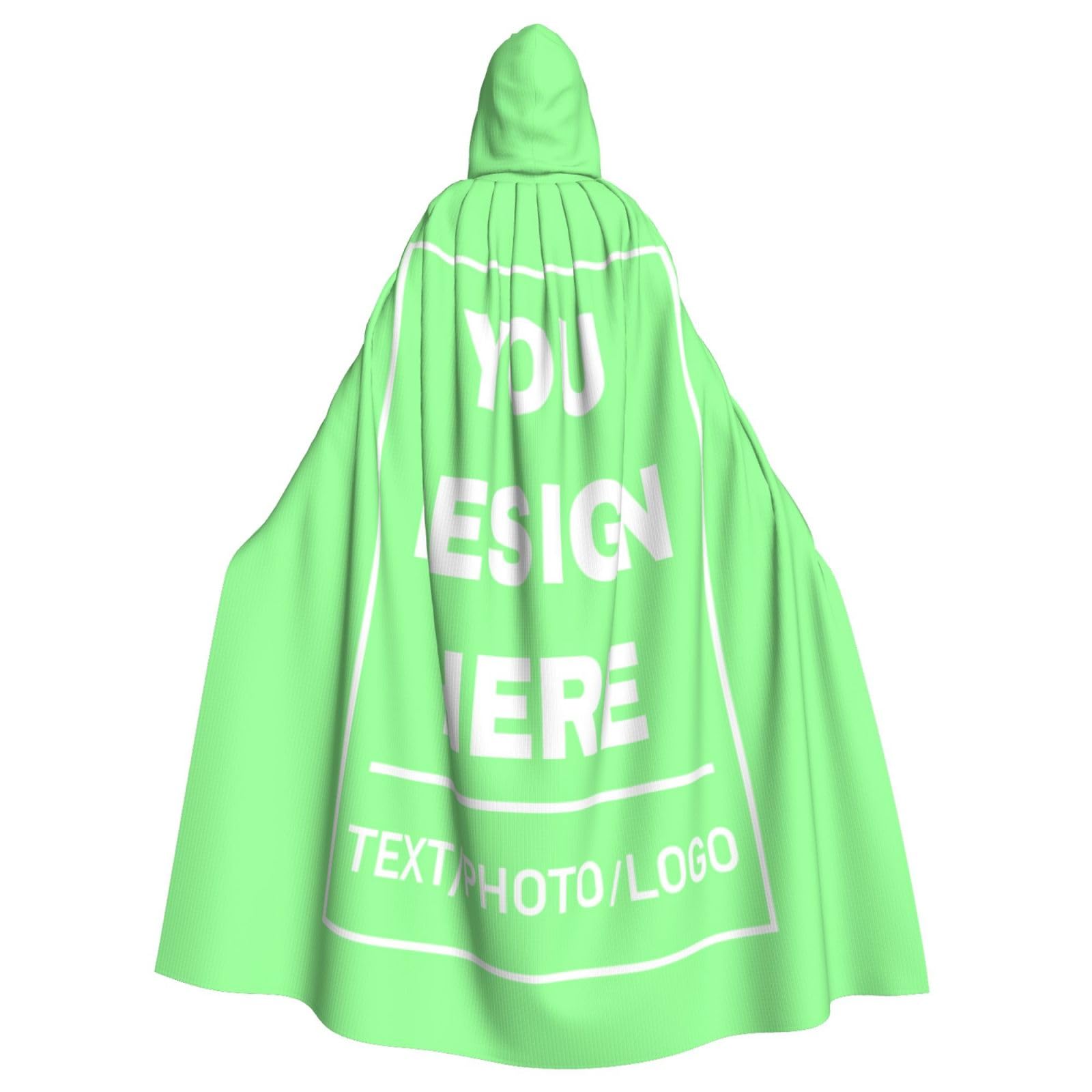 Personalised Black Cape with Photo Custom Halloween Costumes Hooded Cloak Unisex Print Any of Your Design Image/Text/Logo Custom Cloak Suit for Halloween Christmas Theme Role Playing Masquerade