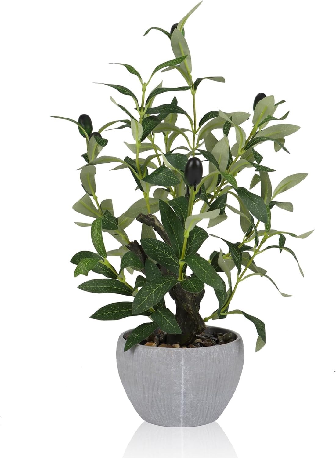 TOARTi Artificial Olive Tree Fake Potted Realistic Decorative Branches Table Decor,Lifelike Green Tree and Fruits,Small-Sized Design Faux Leaves Plants for Home Office Desk Decor 19.5x13x36.5cm — image 1
