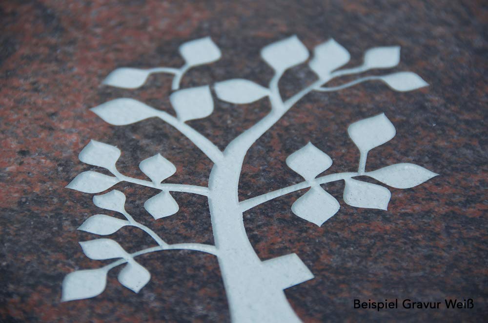 Grabplatte, Grabstein, Grabkissen, Urnengrabstein, Liegegrabstein Modell Pure 40 x 30 x 5 cm Aruba-Granit, poliert inkl. Gravur (Sandstrahl-Ornament Taube 3)