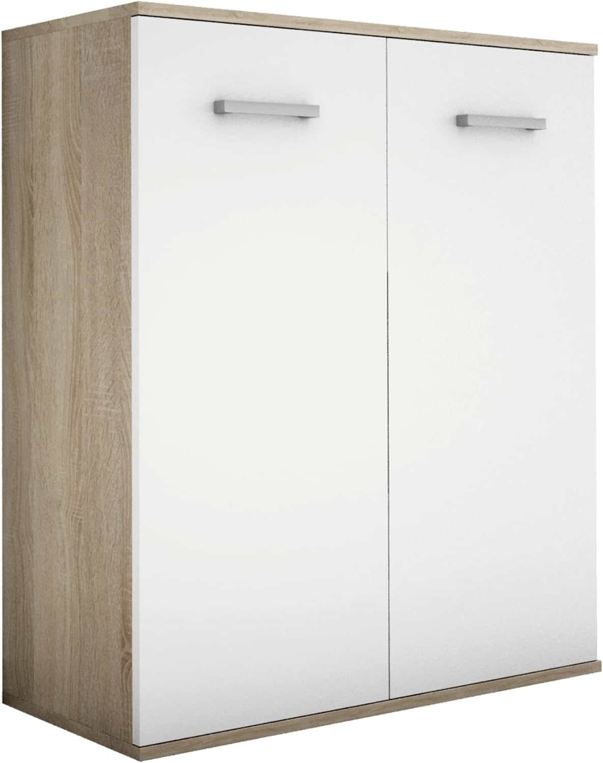 3E 3xE Commode avec 2 tiroirs et Portes, Chêne Sonoma/Blanc