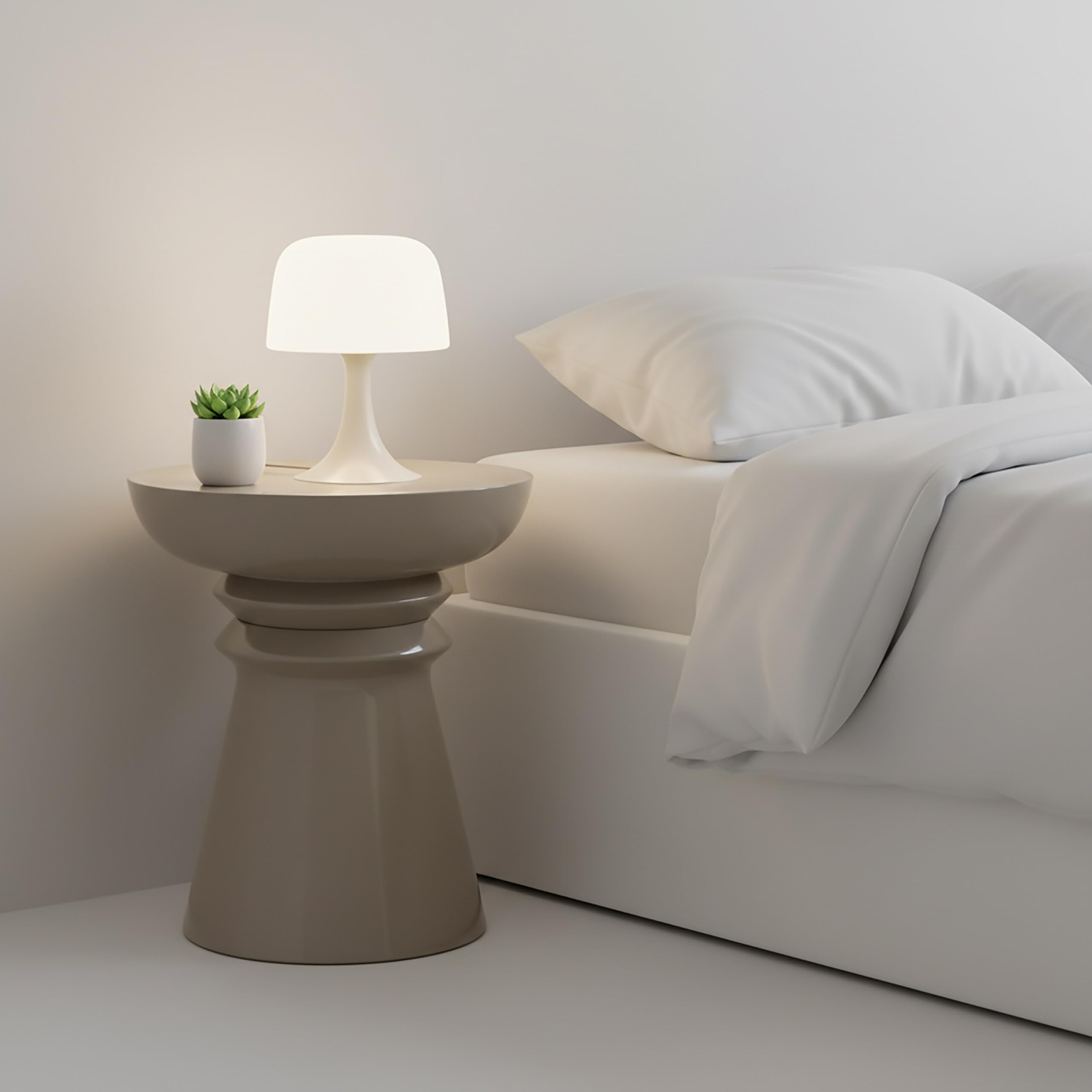 Relaxdays Table d'appoint et Tabouret en métal Beige, Design Conique, 45x38x38 cm