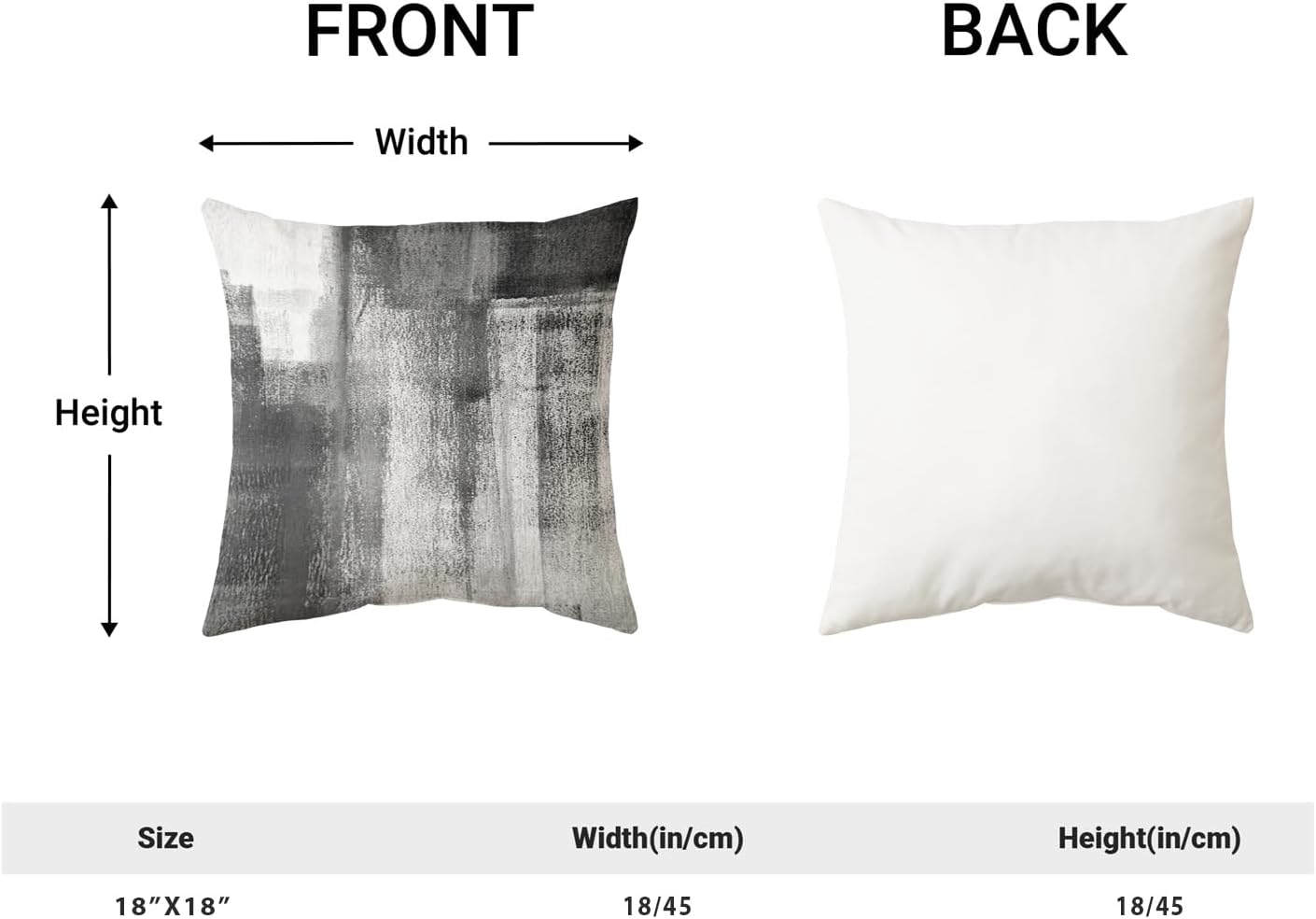 AEIOAE Grey Pillow Covers 18x18 Inch Set of 2,Black White Gray Abstract Art Throw Pillows Case,Modern Geometric Outdoor Decorative Square Linen Farmhouse Decor Cushion Covers for Home Sofa Bed Couch - Image 6