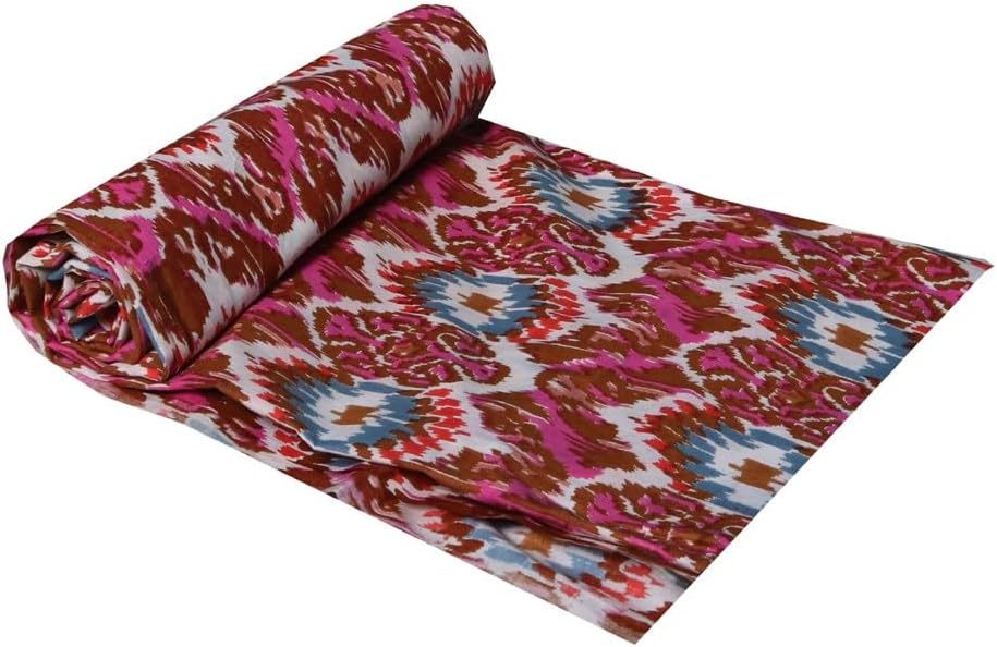 Kalap Floral Printed Cotton Cloth Materiel Indian Cotton Hand Block Print Fabric Running Jaipuri Hand Block Printed Women Dress Material Kurtis Natural 43" Inches (3 Meter)
