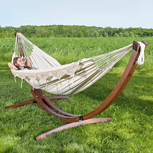 Vivere Solid Pine Wood Hammock Combo, Natural #TOP4