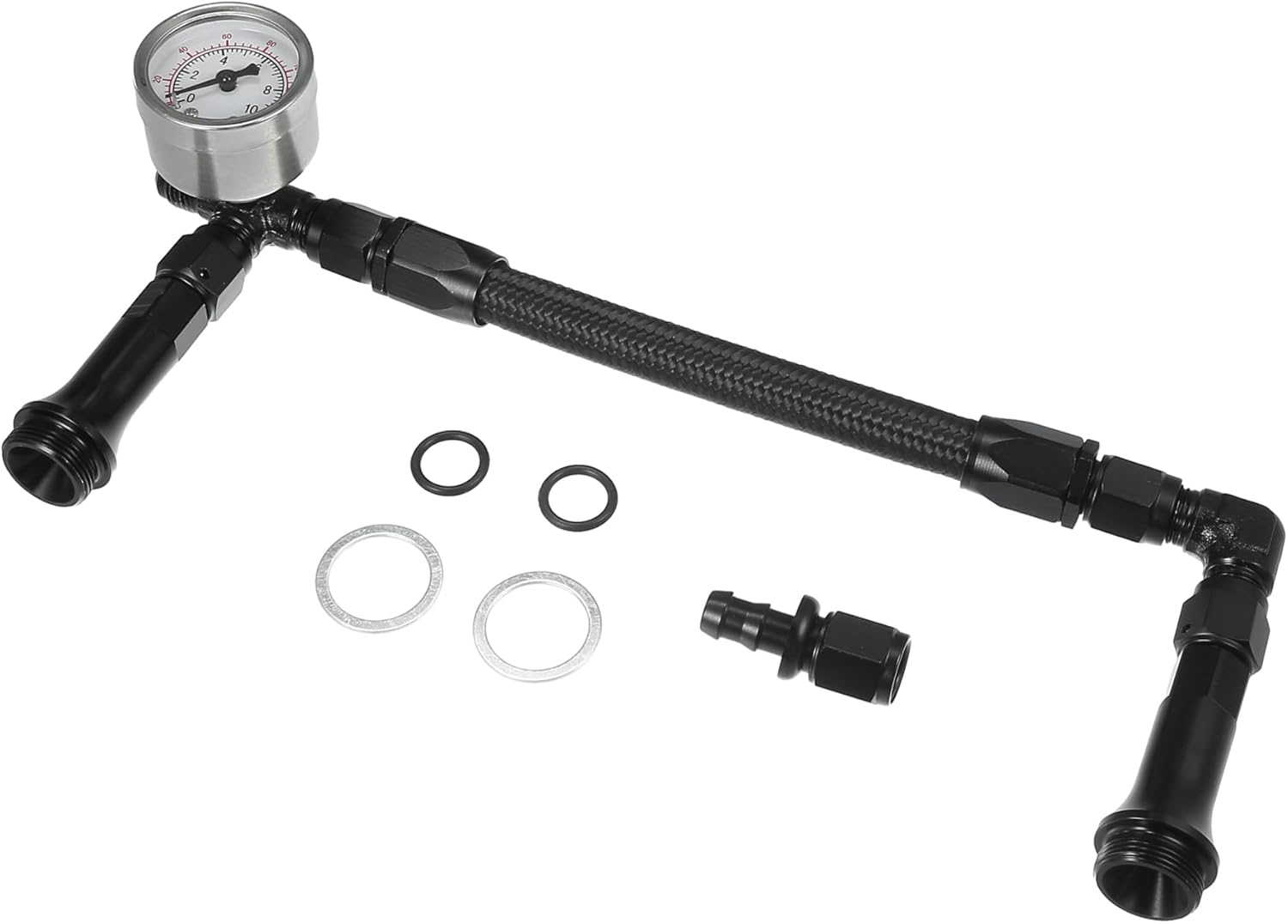 A ABSOPRO 4150 Braided Fuel Line with Pressure Gauge AN6