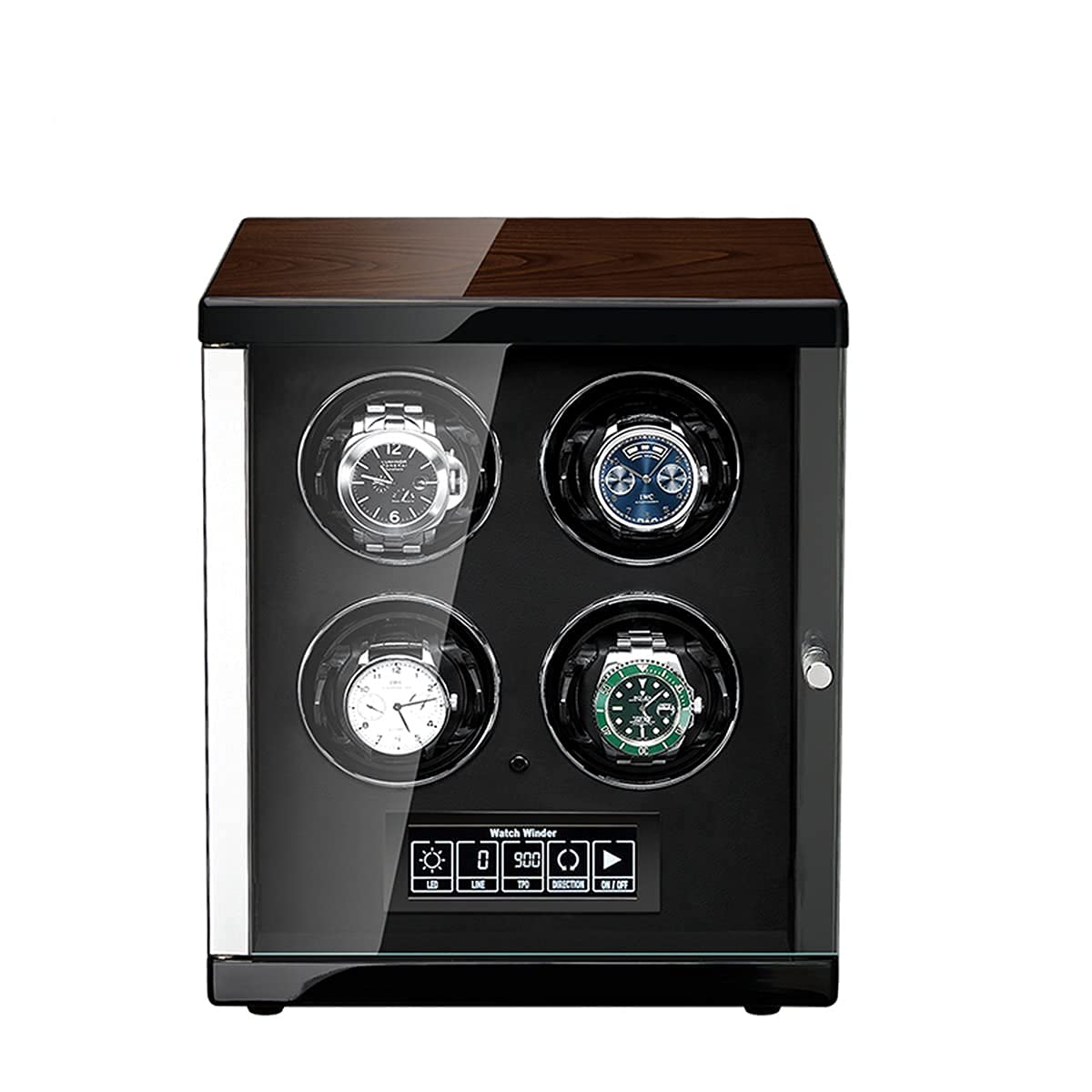QUSYZD Watch Winders for 4 Automatic Watchwith Ultra-Quiet Motors,Built-in LED Illumination and LCD Touchscreen Controlm,Multiple Rotation Modes,