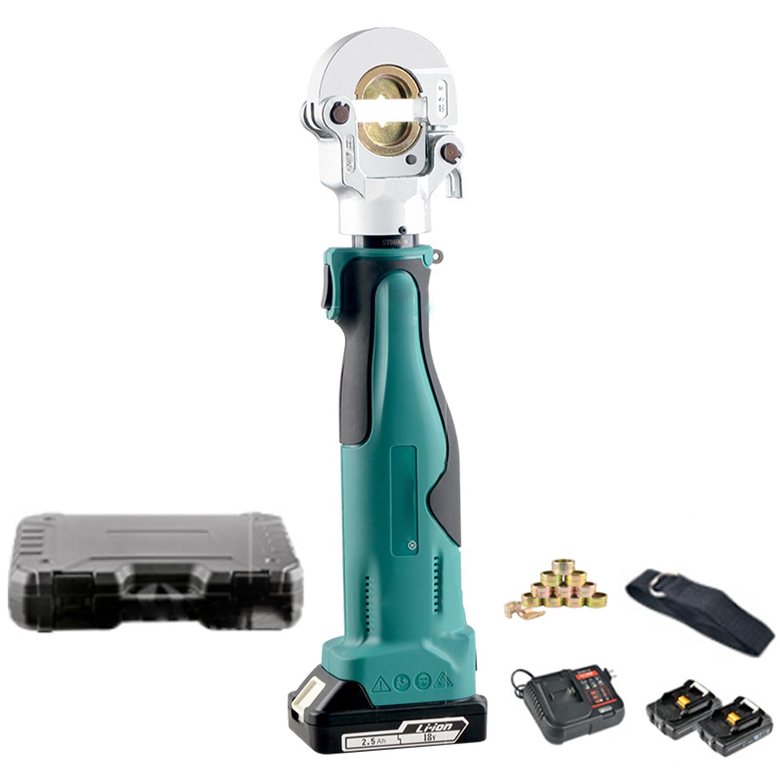 AmnoOL Rechargeable Electric Crimping Tool,10-300mm² Portable Battery Powered Crimping Tool, With 12 Pairs Dies Hydraulic Crimper For Cable,Oled Display Terminal Crimping Plier