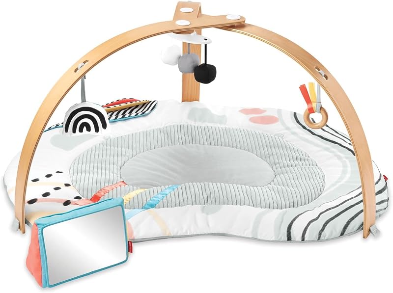 Baby Play Gym Montessori-Inspired 3-in-1 Sensory Tummy Time Activity Mat with 25+ Developmental Activities 4 Toys and 5 Parent Guide Cards with Stage-Based Activities Discoverosity Age 0-2y