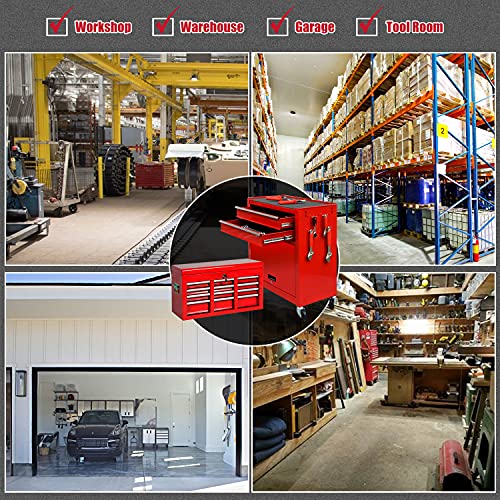 Jd Trading 8-Drawer Rolling Tool Chest 2 In 1 High Capacity Tool Box Detachable Organizer Tool Storage Cabinet With 4 Wheels & Lockable Lined Drawers For Garage Warehouse Workshop (Red) #TOP4