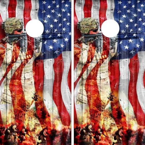 KT Cornhole Wraps American Flag Patriotic Cornhole Game Boards Decals Wraps Cornhole Board Wraps and Decals Cornhole Skins Stickers Laminated Cornhole Wraps,24 X 48