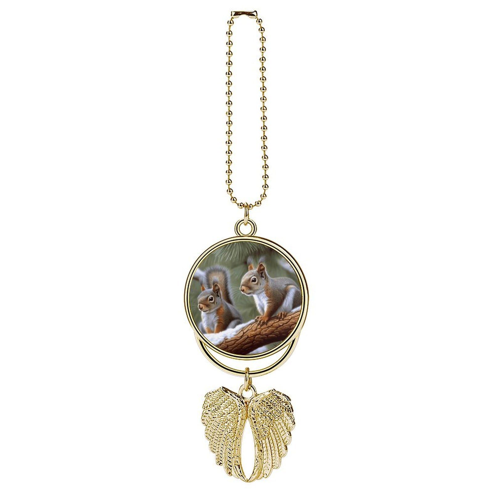 Car Charm Zinc Alloy Rearview Mirror Hanging Ornament Premium Metal Little Squirrel Car Pendant for Auto Interior Decor Accessories,Unique Gift for Adult,Golden-Style