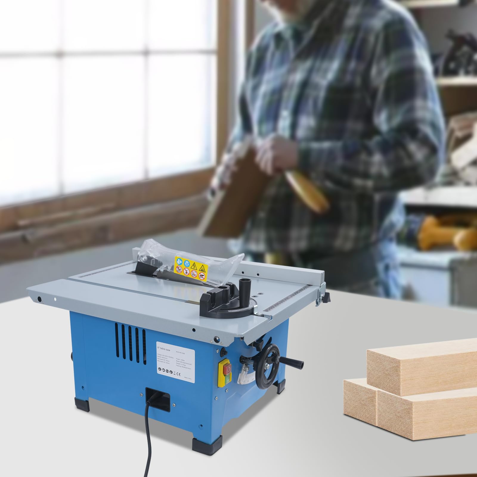 Mini stołowa pilarka tarczowa 1400 W, 4200 obr./min, z poszerzeniem stołu, cięcie 0-45° i głębokość cięcia 54 mm, piła tarczowa z brzeszczotem 210 mm do obróbki drewna i majsterkowiczów