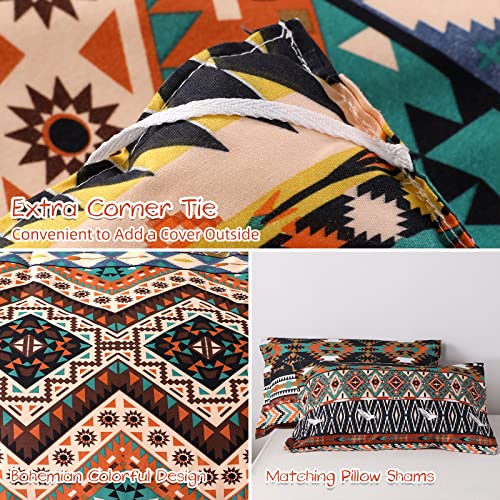 Sexytown Bed In A Bag Queen Size Southwestern Comforter Sets,Striped Bohemian Bedding Comforter Set 8 Pieces(1 Comforter,4 Pillow Cases,Flat Sheet,Fitted Sheet,1 Bed Skirt) #TOP4