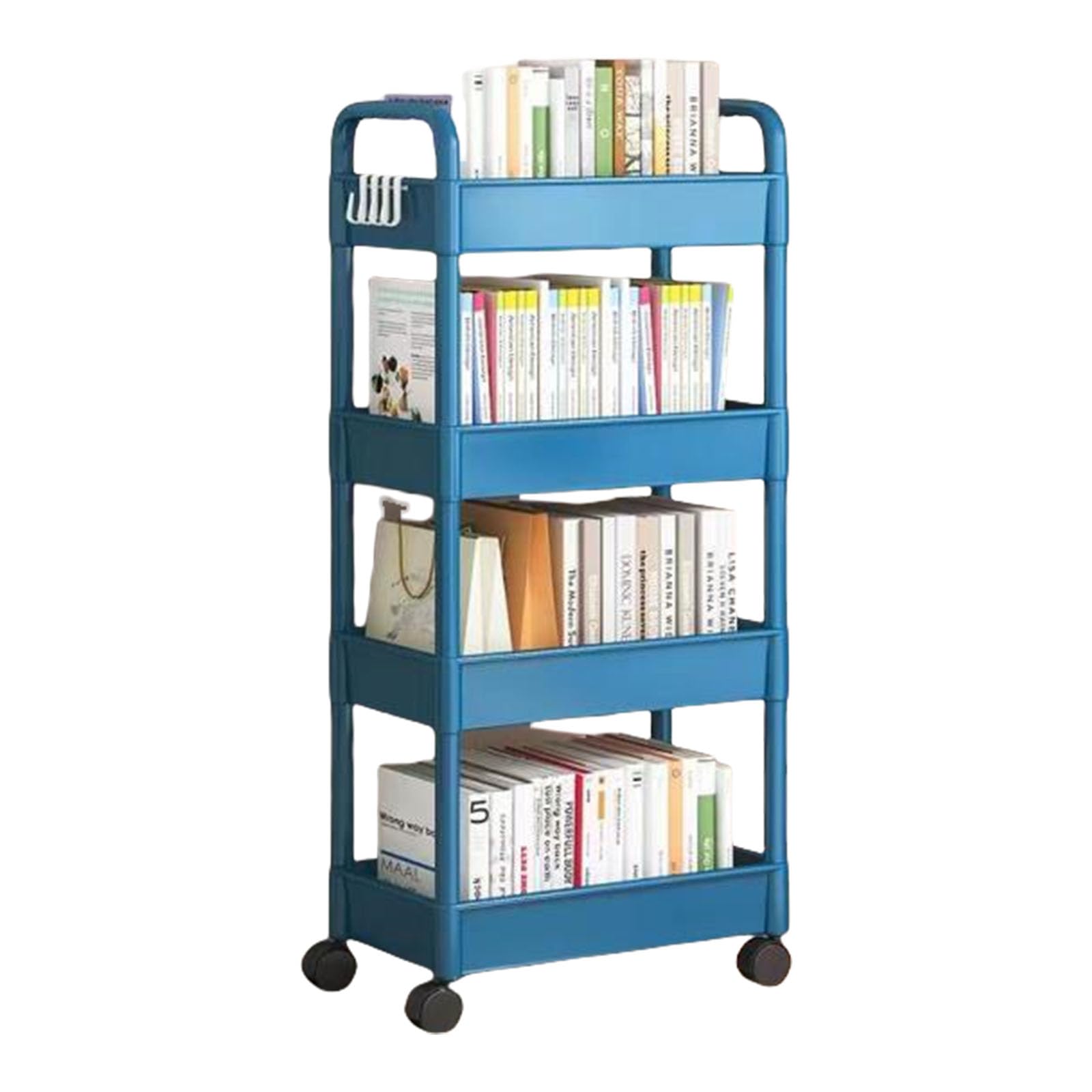 Snack and Drink Rack Rolling Cart 4 Tier Polling Storage Solution for Picnic Trolley Storage Solution for Bedroom Organization Movable Shelf