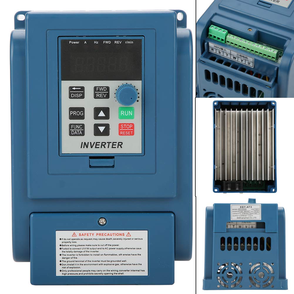 Frequenzumrichter, 380 VAC 3A VFD Drehzahlregler für Frequenzumrichter für 3-Phasen-Wechselstrommotor mit 0,75 kW max. Ausgangsfrequenz: 400Hz