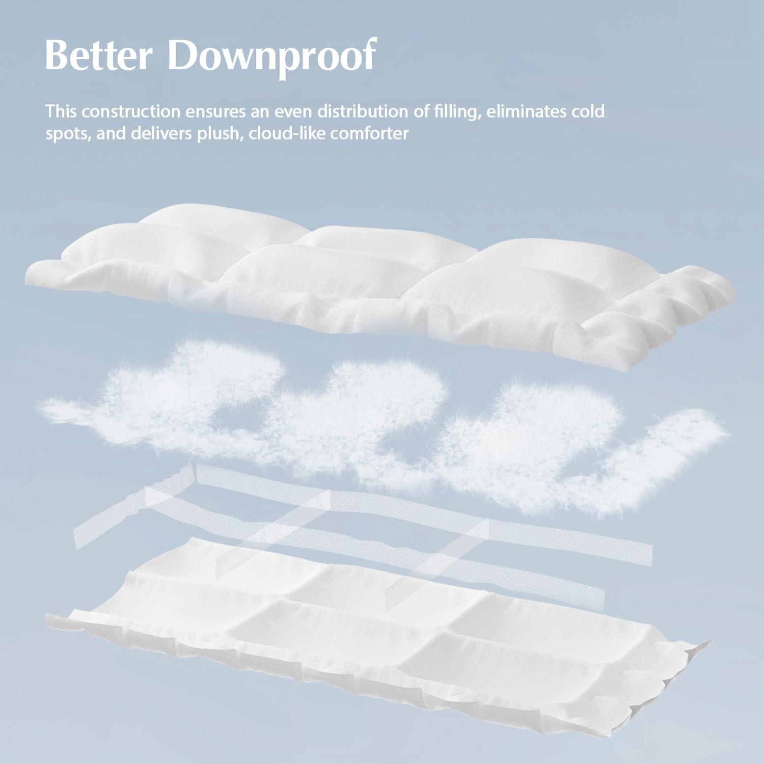 Pacific Coast Down Comforters Queen Size, 100% Cotton Duvet Insert, Extra Fluffy White Comforter, Ultra-Soft, Breathable, All Season Hotel Luxury Bedding Comforters, 8 Corner & Center Loops (90"x90") - Image 3