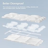 Vista 3 de Pacific Coast - Edredón de plumón tamaño King, 100% algodón, relleno de edredón, edredón extra mullido blanco, ultra suave, transpirable, edredón
