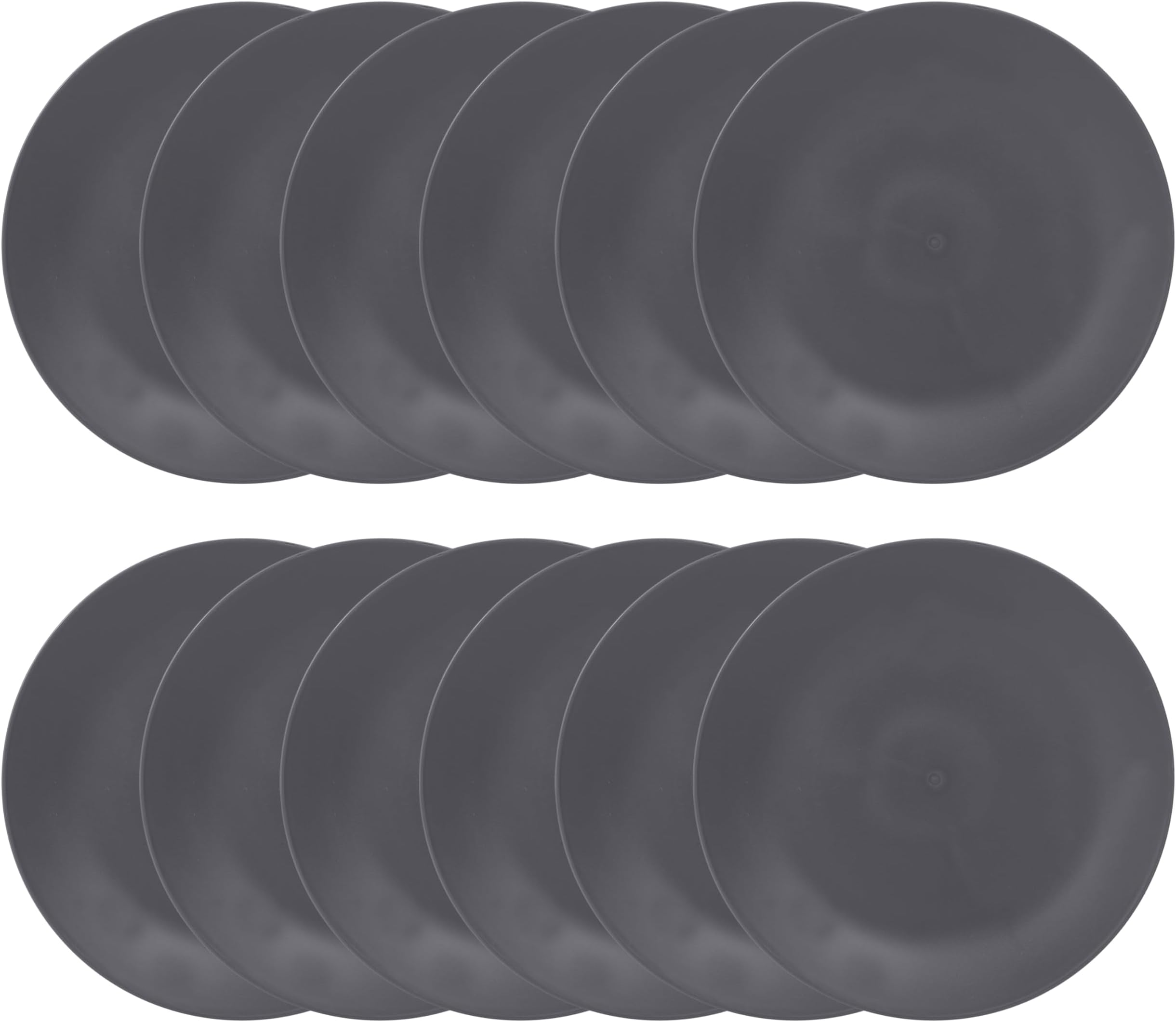 KOXIN-KARLU Plastic Plates, 10-inch Dinner Plates Reusable Plates Picnic Plates, set of 12 Dark Grey