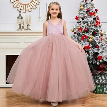 Amazon.com: Simudress V-Neck Floor-Length Flower Girl Dress