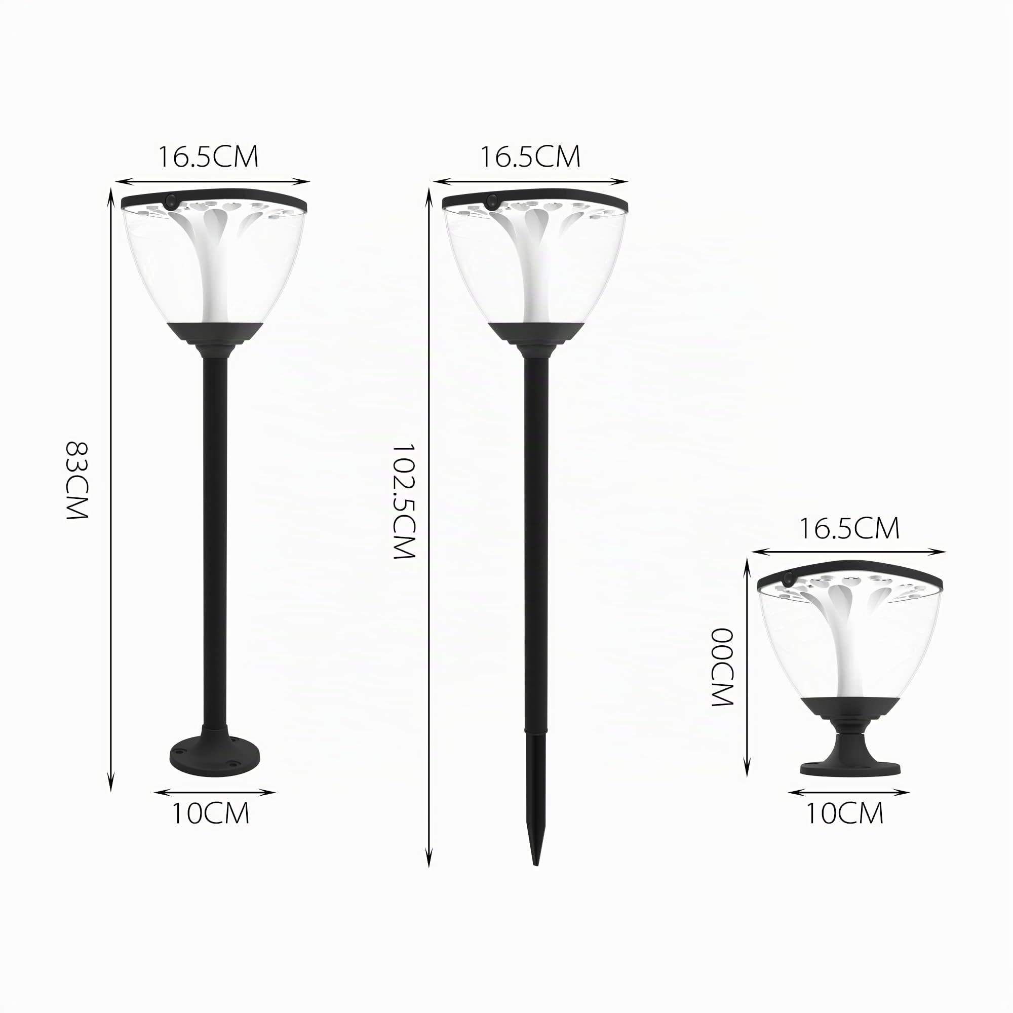 Lampe Solaire Extérieur Jardin, Étanche IP65 Sans Fil avec Batterie 2600mAh, Lumière Solaire Extérieur 3000-6000K Réglable en Aluminium, Éclairage pour Chemins, Borne Solaire