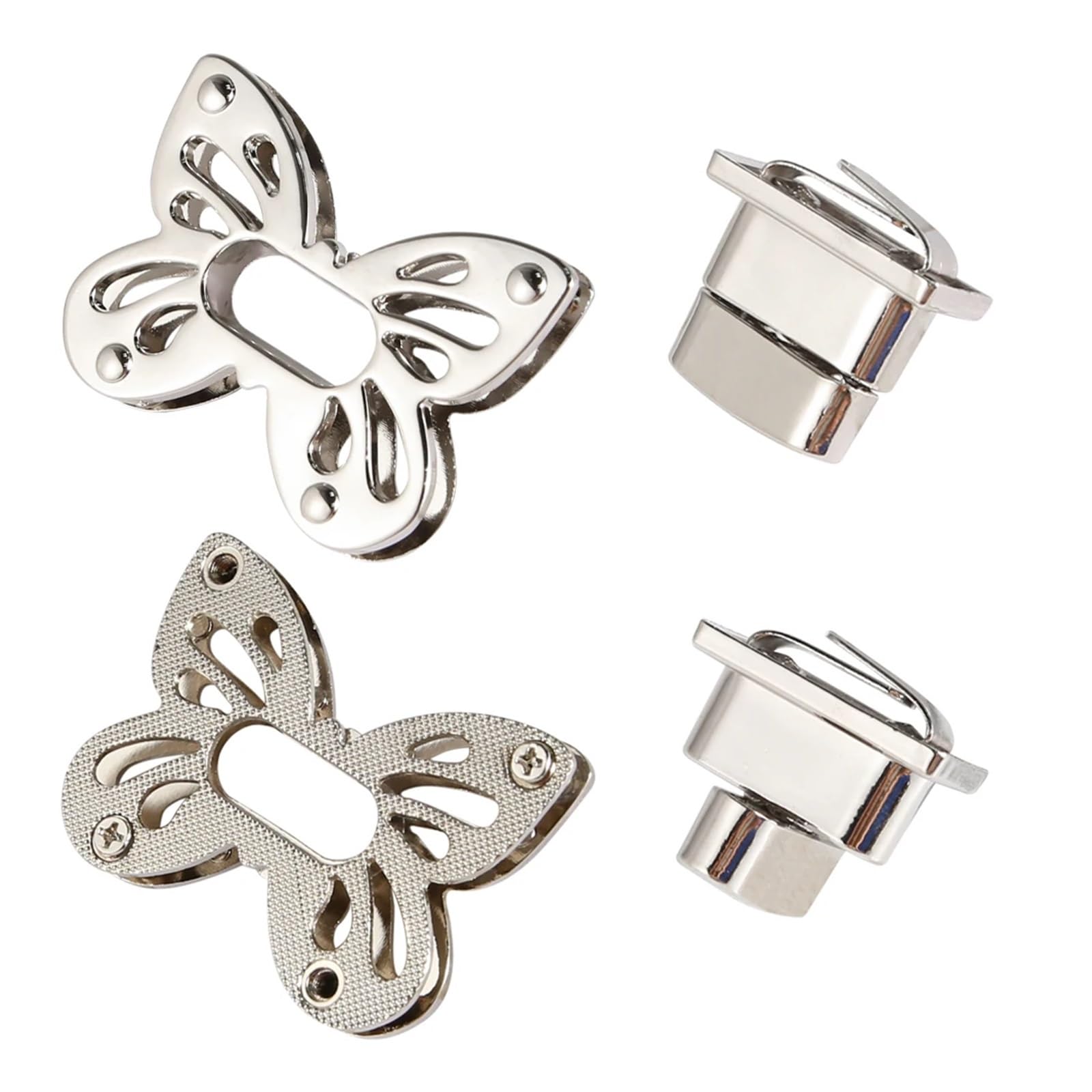 PVUVTNAHW 10PCS Metal Butterfly Turn Lock Twist Lock Clasp For Leather Craft Bag Handbag Shoulder Bag Purse(Silver)