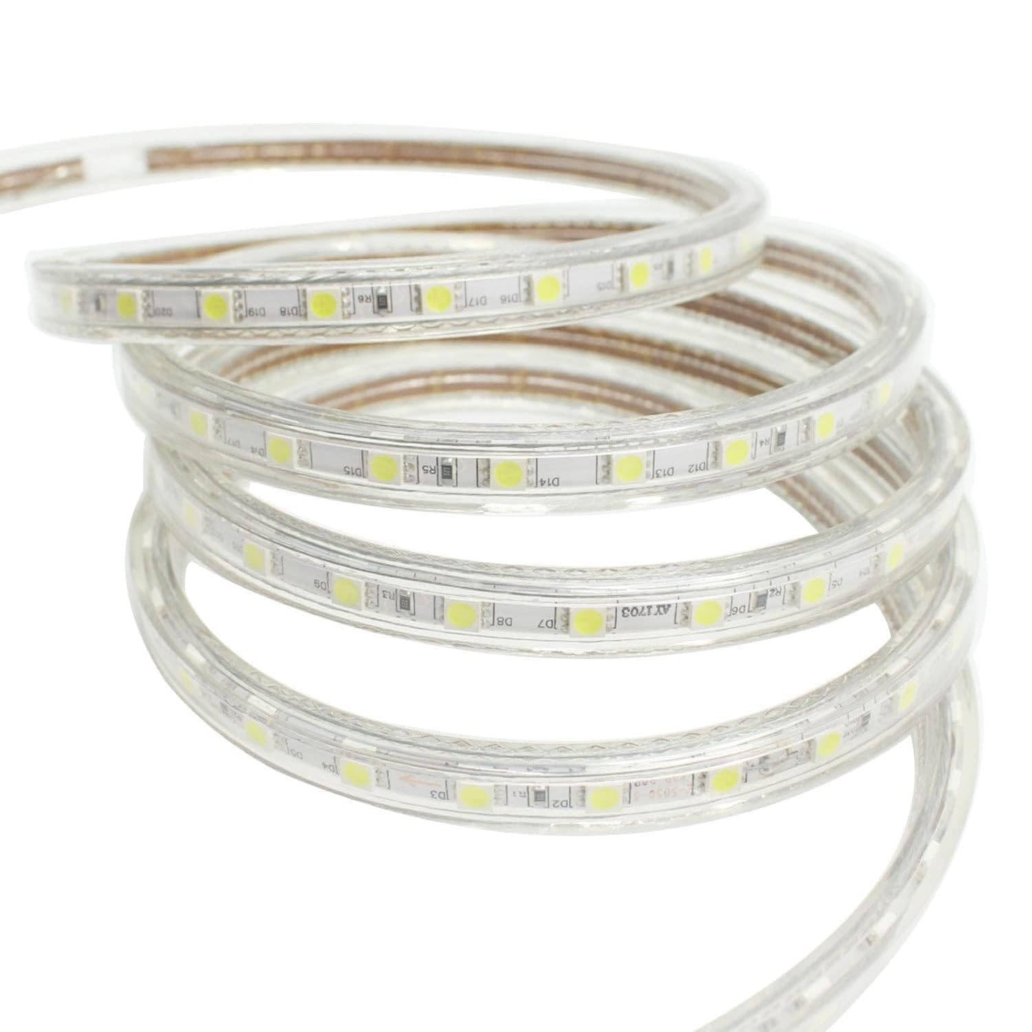 LED Streifen 10m, IP65 Wasserdicht LED Strip mit Schalter 220V 230V LED Lichtstreifen LED Leuchtband, Warmweiss, 10M