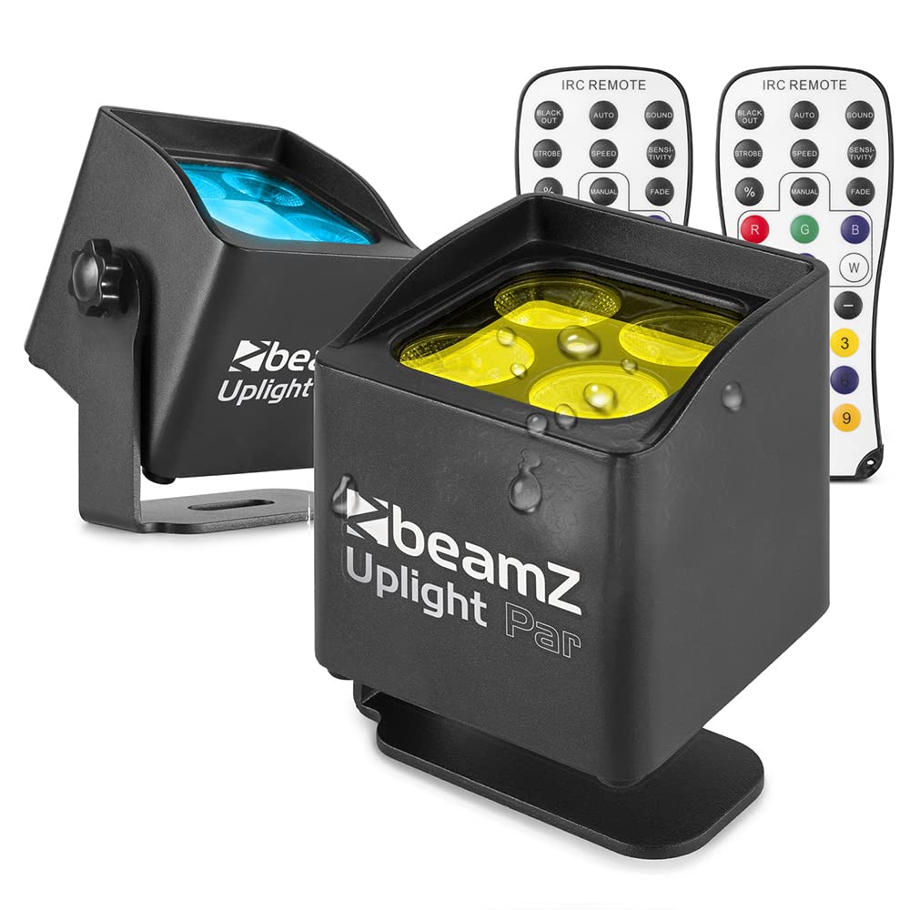 2X BeamZ BBP44 Wireless Battery Uplighter Package – IP65 Rated 4X 4W RGBW LEDs, 25-Hour Battery Life, Event Lighting Packages, Perfect for DJs, Weddings & Outdoor Events, Wireless Uplighters