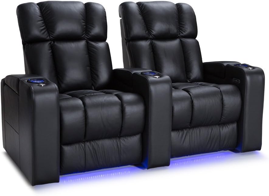 Palliser Collingwood Leather Home Theater Seating Power Recline - (Row of 2, Black)