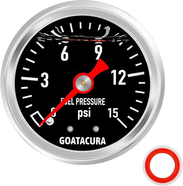 0-15 PSI Glycerin-Filled Fuel Pressure Gauge, 1-1/2 in.