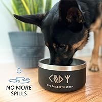 Vista 6 de Coldest Cuenco de metal antioxidante, antideslizante, 3 capas aisladas, acero inoxidable, perro, gato, mascota, antiderrames, sólido, para agua