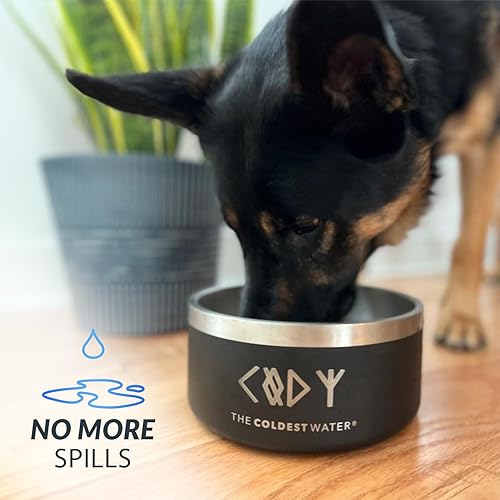 Miniatura 6 de Coldest Cuenco de metal antioxidante, antideslizante, 3 capas aisladas, acero inoxidable, perro, gato, mascota, antiderrames, sólido, para agua,